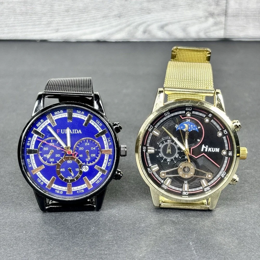 DEYROS Multifunctional Calendar Luminous‎ Men's Watches lot of 2 TESTED